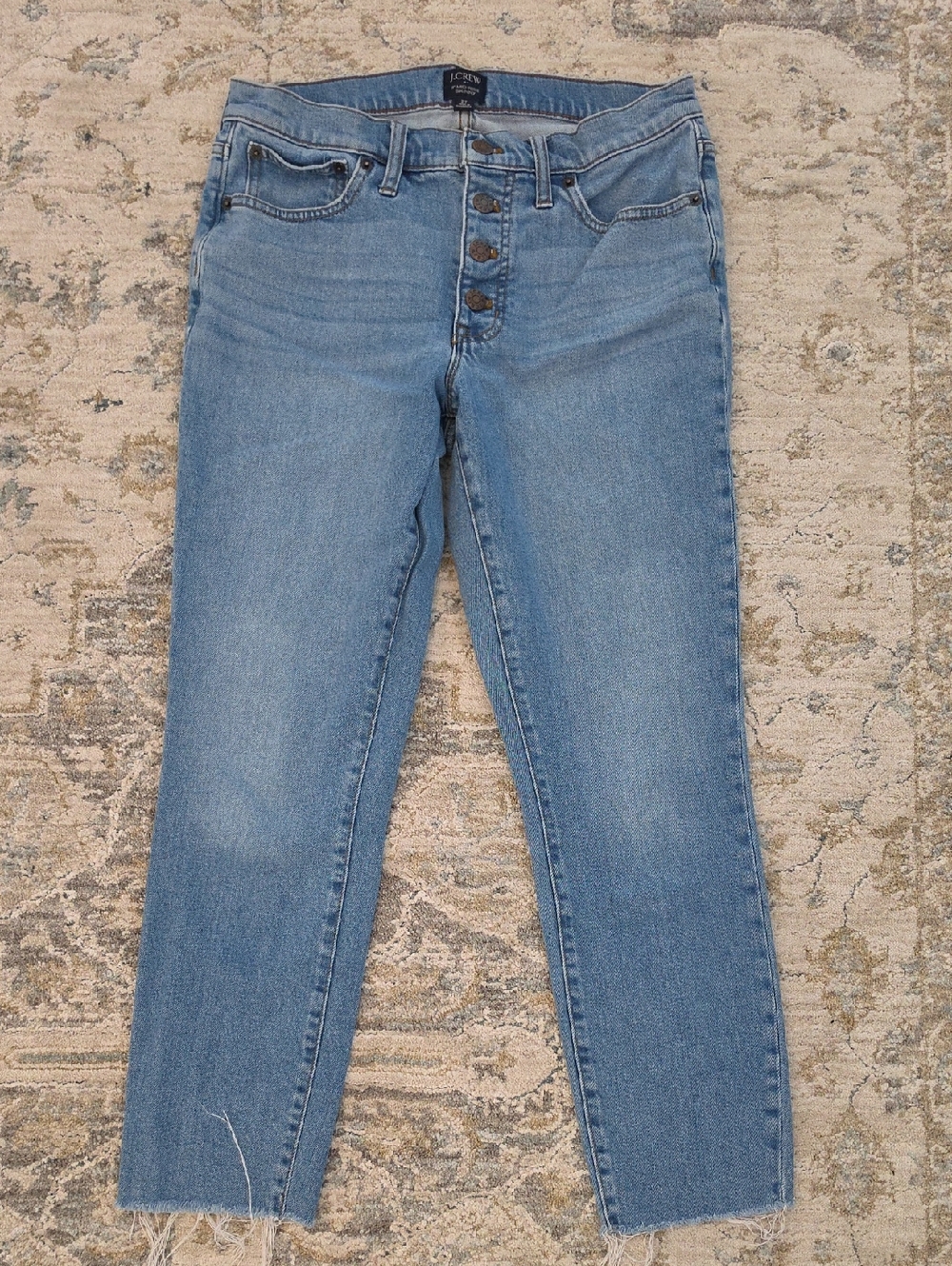 J. Crew Medium Blue High-Rise Button-Fly Ankle Jeans